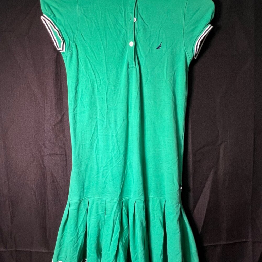Nautica Girl Youth‎ 12 Green Hensley Collar Drop Waist Short Sleeve Tennis Dress